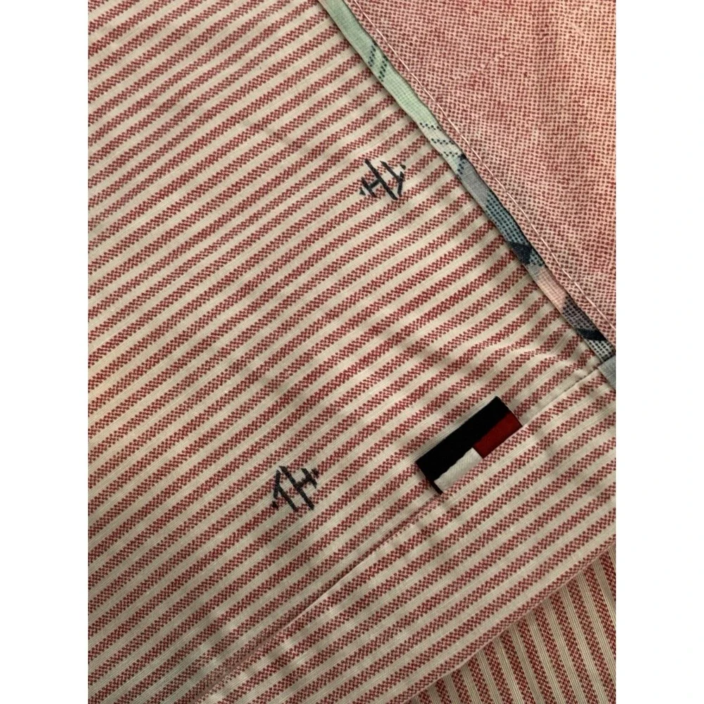 4 Pc Sheet Set Tommy Hilfiger Logo Stripe Tarten Cotton 60/40 Flat Fitted Cases
